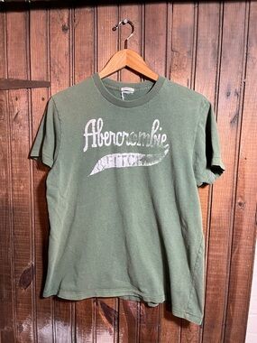Abercrombie & Fitch Olive Green Logo Crew Tee